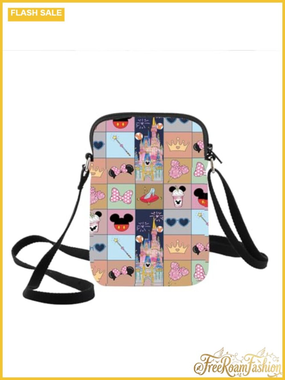 Canvas Crossbody Bag 3D Double-Sided Print Waterproof Adjustable Strap